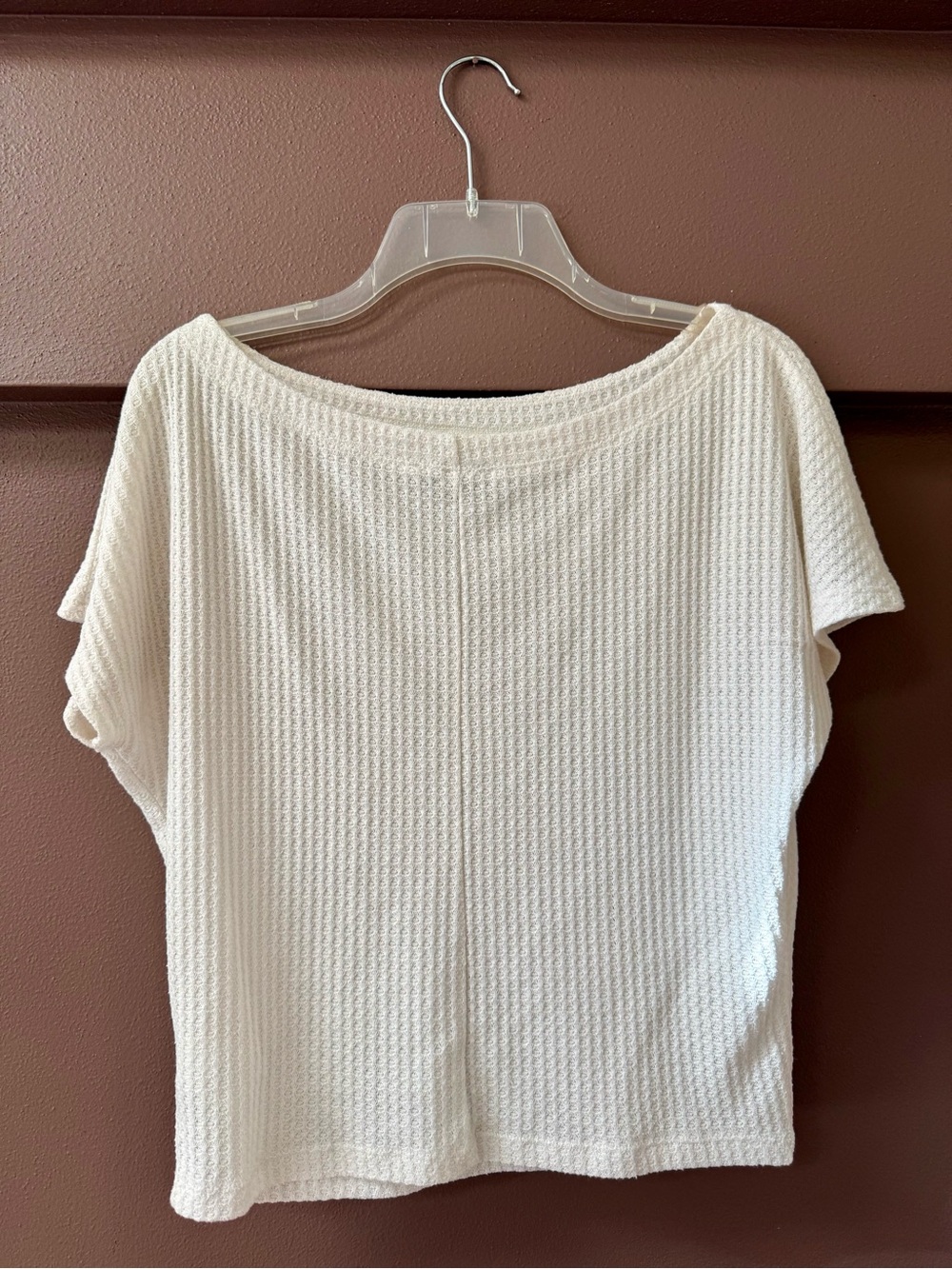 Express Cream Textured Knit Short-Sleeve Tee